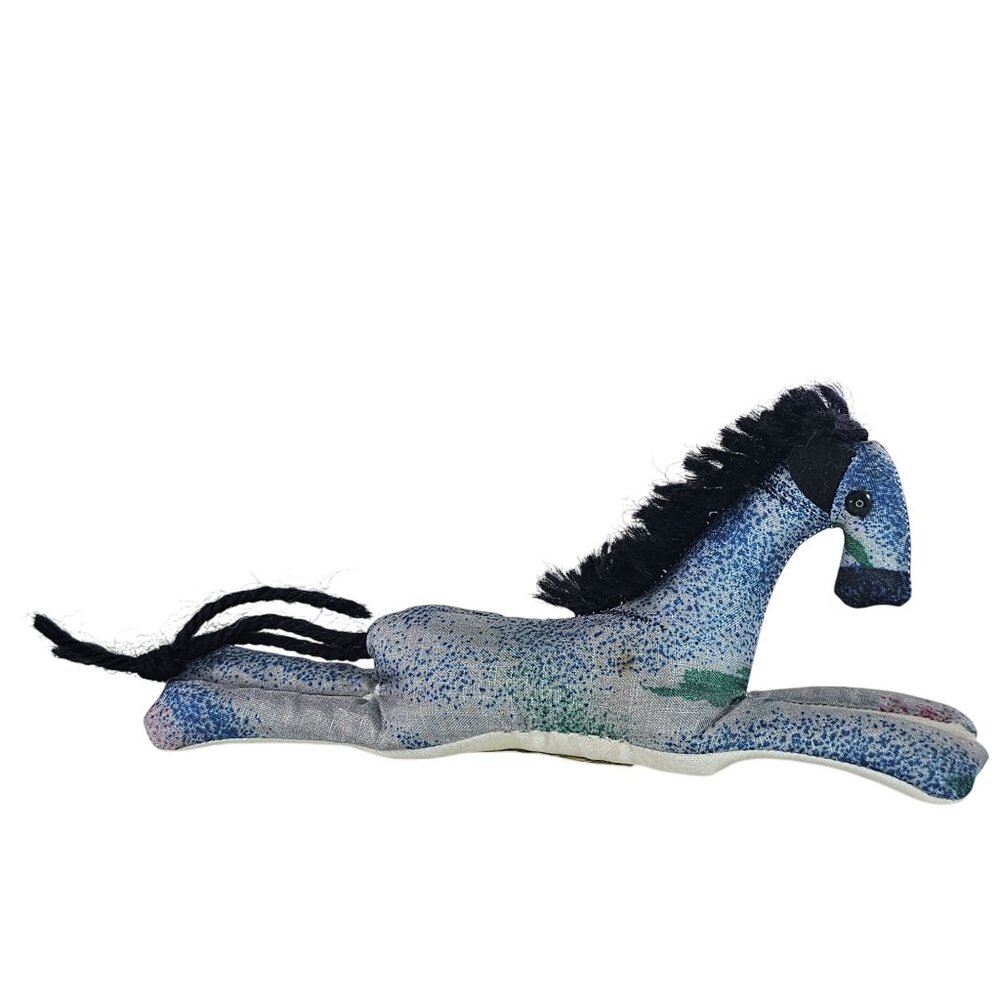 Handmade Beanbag Horse Plush Toy Yarn Mane Tail Bean Filled Speckled Print